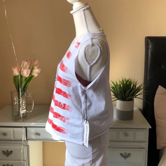 US Flag White Tank Top Sleeveless 100% COTTON - Picture 3 of 6